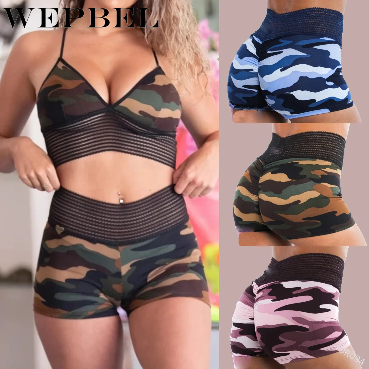 

Женские камуфляжные шорты WEPBEL, летние узкие эластичные шорты с высокой талией и принтом