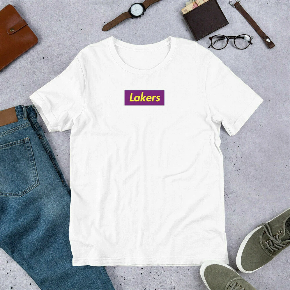 Футболка с логотипом Lakers Box для молодых людей среднего возраста| |
