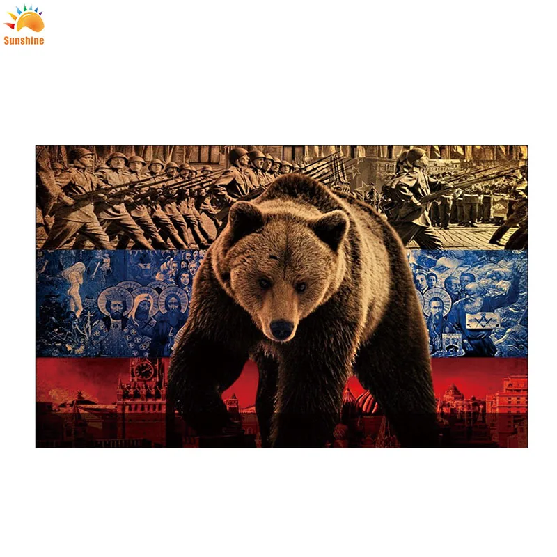 Высококачественный нестандартный размер и цвет российский флаг медведя|Флаги
