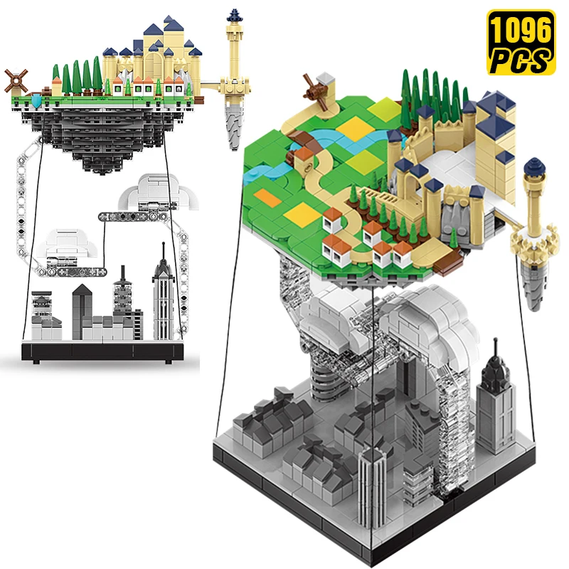 Конструктор новый дизайн архитектурная серия плавающий облачный остров замок