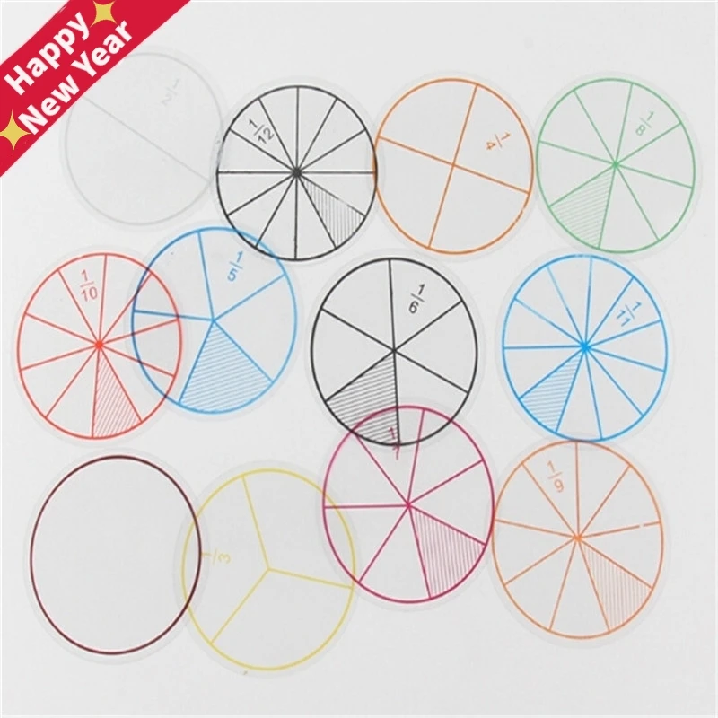 12 шт./лот математические фракции круги игрушечные пластиковые пронумерованные