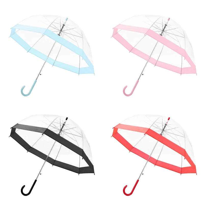 

C5AC Transparent Umbrella Creative Rain Sunny Women Girls Ladies Novelty Items Long Handle Umbrellas Rainproof Unbrellas