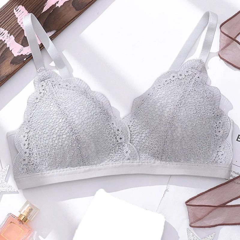 Женский кружевной бюстгальтер без косточек Wasteheart черный серый коричневый