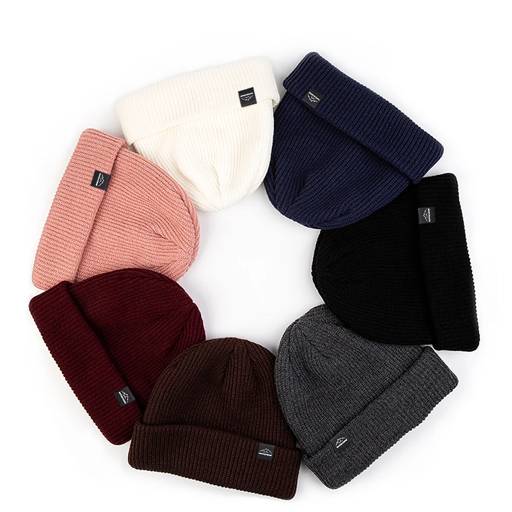 2022 New Winter Windproof Ski Knitted Cap Unisex Solid Color Wool Warm Thick Casual Hedging Cap Ski Beanies Hats for Men Women