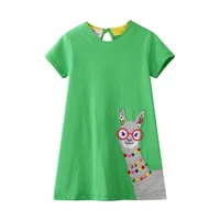jumping meters new arrival animals applique princess girls dress for summer baby girls cotton clothing hot selling toddler dress