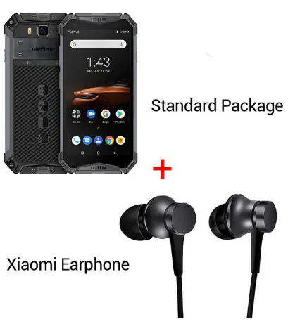 Ulefone Armor 3 Вт IP68 водонепроницаемый мобильный телефон 10300 мАч 5," FHD+ Восьмиядерный 6 ГБ+ 64 ГБ helio P70 Android глобальная версия Smart - Цвет: Black N Earphone
