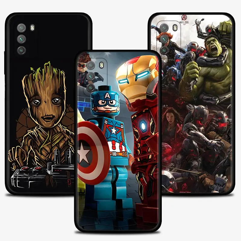 phone case for xiaomi poco x3 nfc f3 gt civi m3 note 10 11 lite 9t 10t 11t pro pocophone f1 cover marvel comics collage free global shipping
