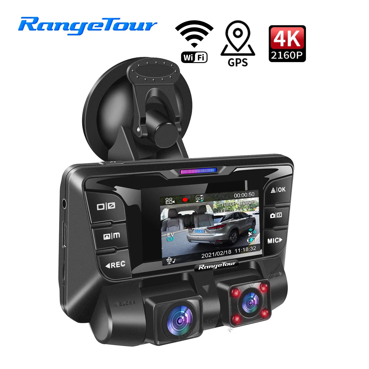 Диапазон Тур 4K 2160P Видеорегистраторы для автомобилей тире Камера Wi Fi GPS ADAS ИК