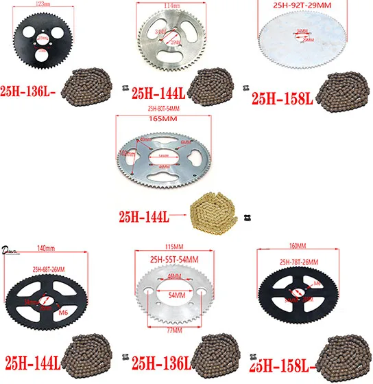 Задняя звездочка для 47CC 49CC Mini Moto ATV Quad Dirt Pit Pocket Bike 25H 55t 65t 68t 70t 80t 92t зуб 29/54/55 мм |