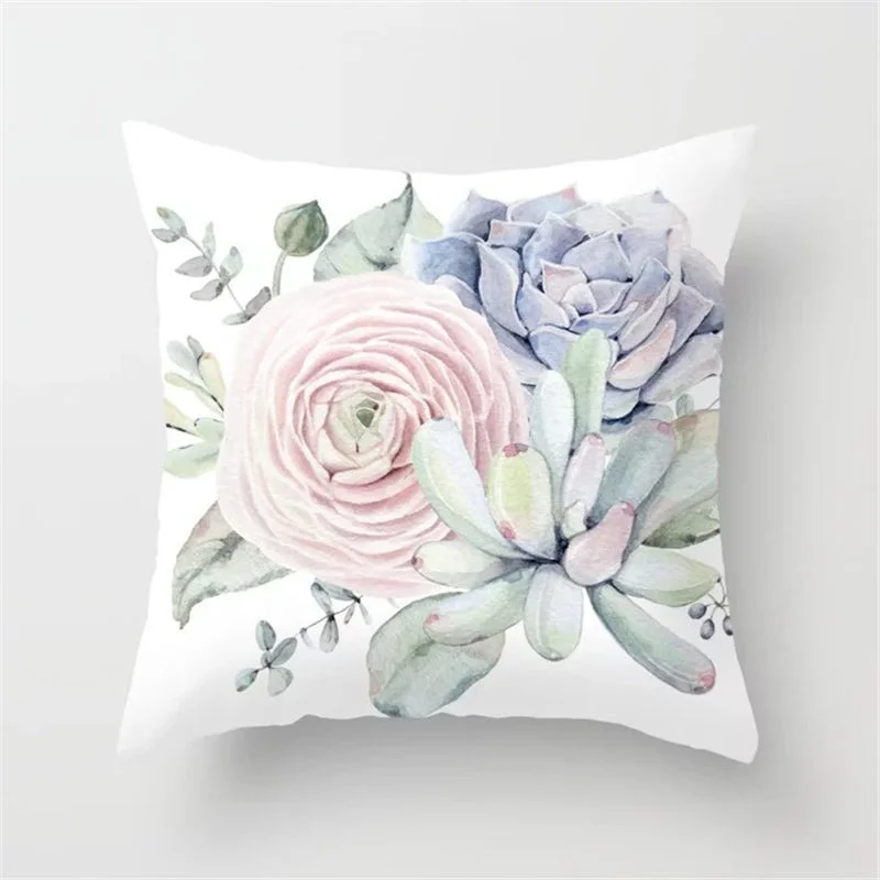 Tropical Cactus Succulent Plant Pattern Polyester Cushion Cover Decorative Car Seat Throw Pillow For Sofa Home Decor 40829 | Дом и сад