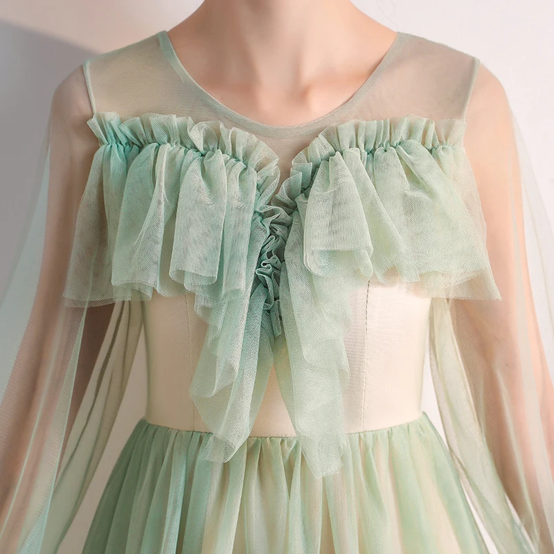 Платье подружки невесты тюль с длинным рукавом элегантное платье для женщин