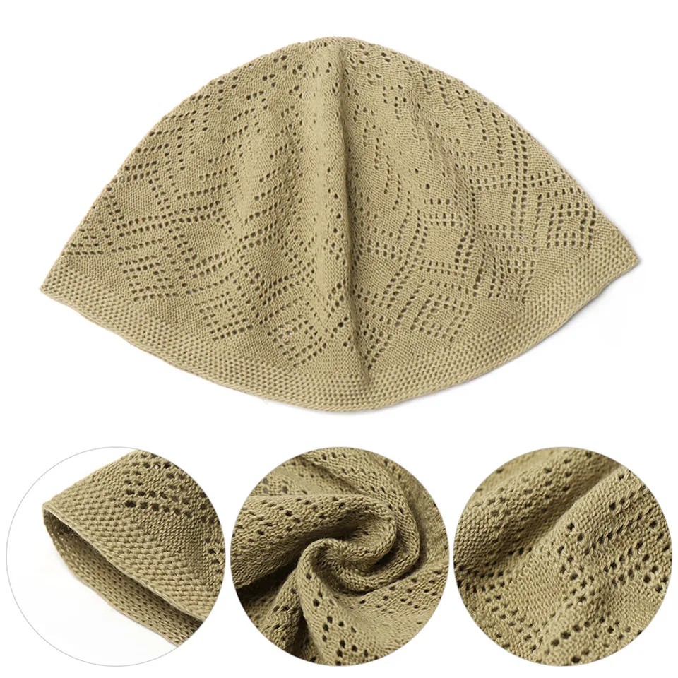 1 шт., Новые мусульманские мужские шапки для молитвы, Шапка-бини, Турецкая, Арабская вязаная шапка, исламские шапки, головной платок, одежда, арабский вязаный крючком, Исламская Мода
