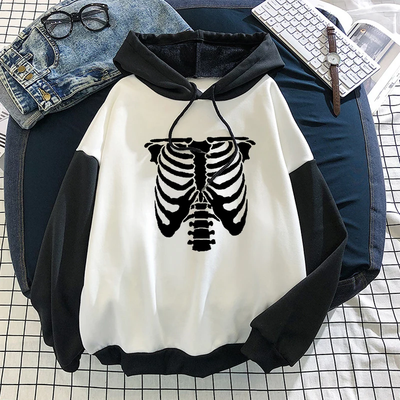 

Black Skeleton Hoodie Y2K Hoodie Women Streetwear Aesthetic Oversized Hoodie Winter Pullover Long Sleeve Top Dark Punk Aesthetic