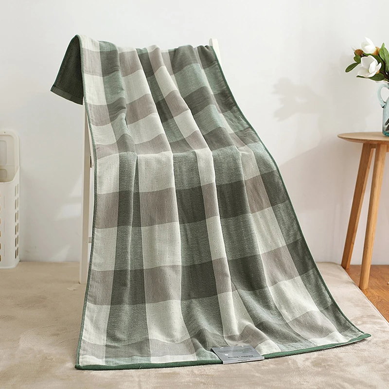 Хлопковое банное полотенце с рисунком решетки для взрослых быстросохнущее