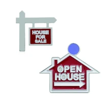 house for sale sign badge real estate clothing pin gift brooch small house flame brooch badge enamle pin