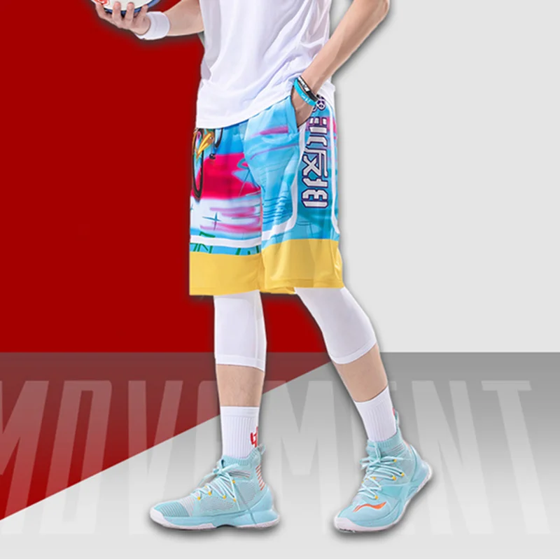 

Casual Shorts Men's Summer Men Cartoon Printed Board Shorts Basketball Game Training Fitness Five-Point Pants Bodybuilding Homme