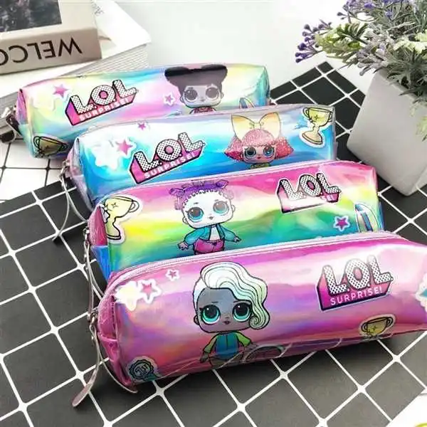 

Original LOL Surprise Doll pencil case laser pu waterproof cartoon figure printing pattern pencil case stationery birthday gifts
