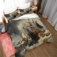 retro dutch nautical theme bedding 3d printing wave duvet cover classic family bedroom pillowcase