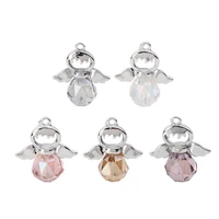 zinc based alloy faceted glass angel charms silver color faceted 21mm 78 x 19mm 68 for diy jewelry making 5 pcs