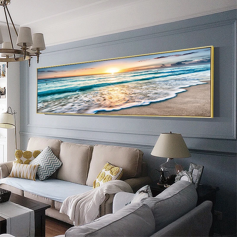 Закат пляж морской пейзаж Чайка стены искусства холст скандинавские плакаты и