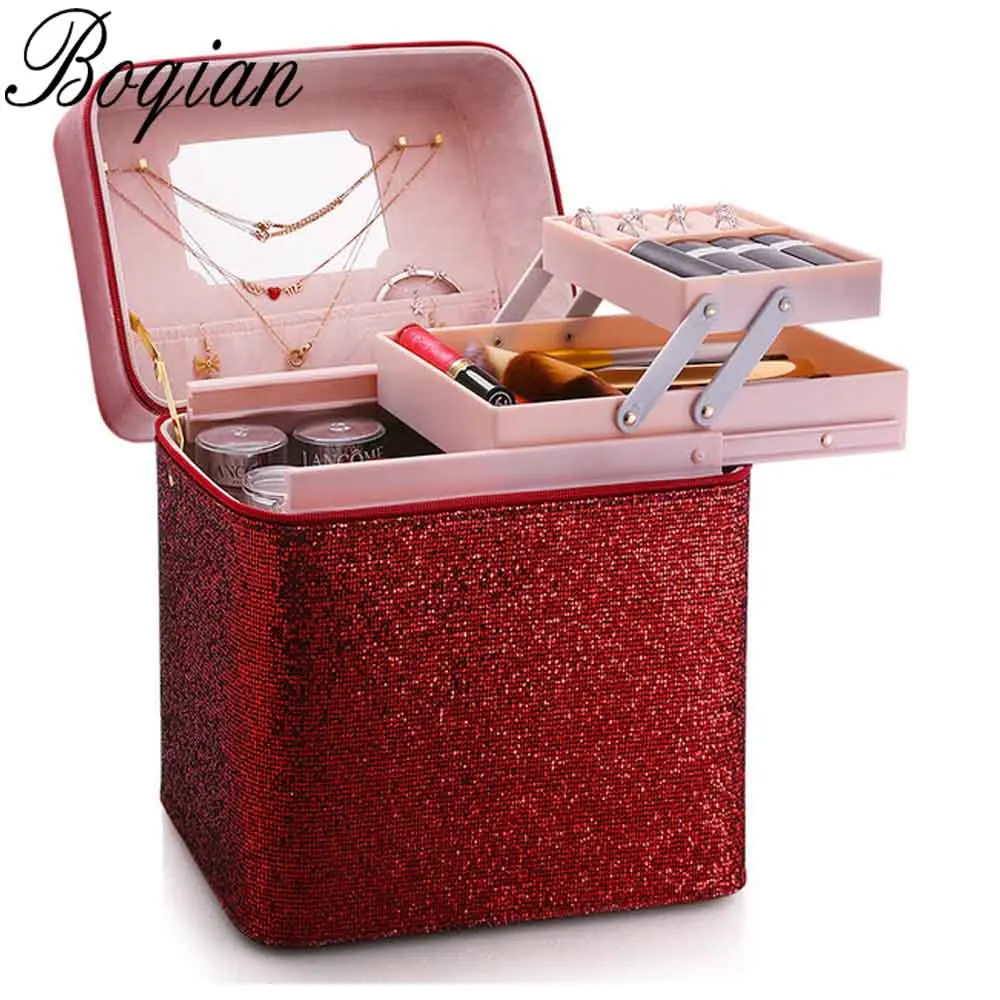 Модный женский органайзер для макияжа большой емкости многослойная Clapboard