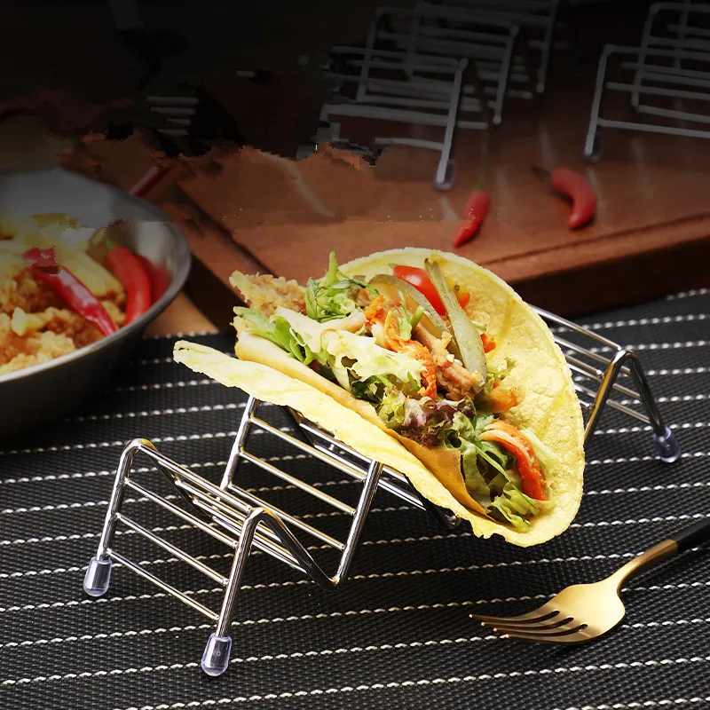 

1pcs Stainless Steel Taco Holder Plate Fried Food Cooling Drain Tray Rack Pancake Pizza Storage Shelf Stand Kitchen Accessories