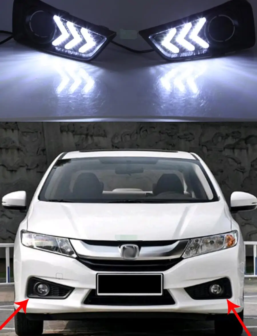 Для Honda City 2015 2016 2017 DRL дневные ходовые огни Противотуманные фары реле дневного