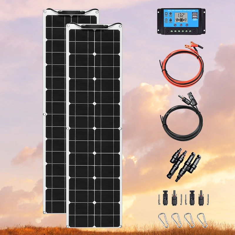 

Flexible Solar Panel 100W 12V Bendable 100 Watt 12Volt Solar Panels Charger Off-Grid for RV Boat Cabin Van Car Uneven Surfaces