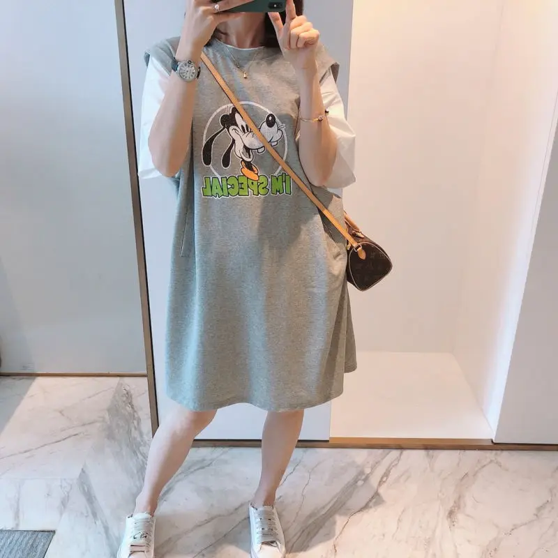 

Large Size For Summer Women's Dress O-Neck Short Sleeve A-Line Women's Dress Printing Dog Fashion Ladies Skirt SS3305