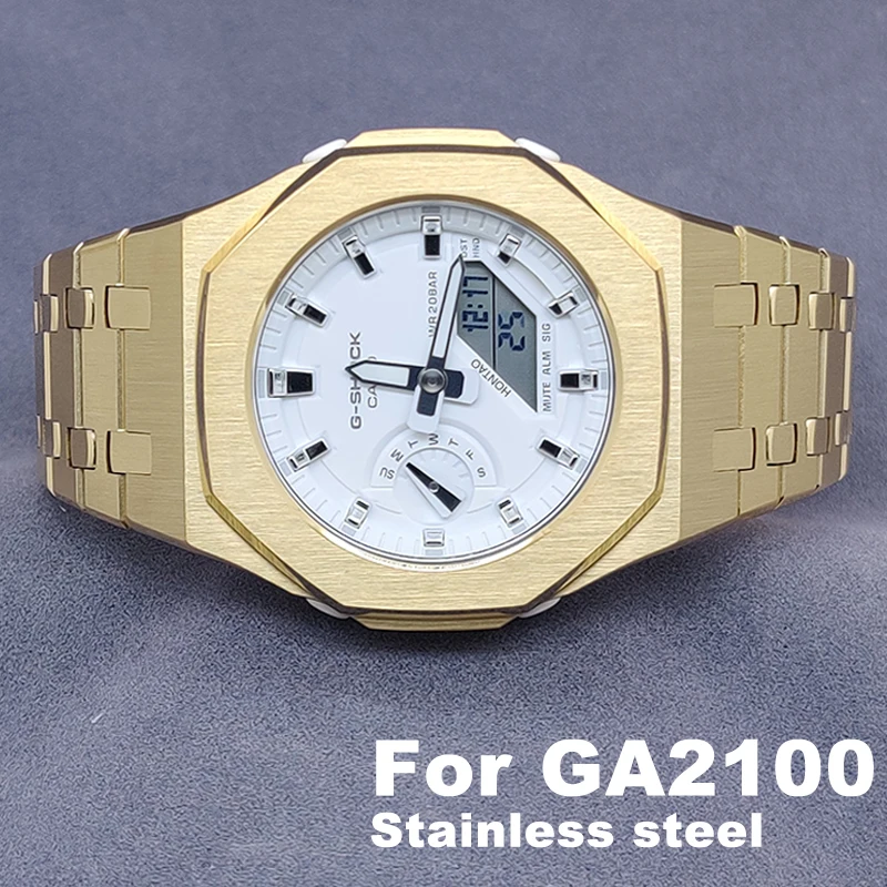 

Third Generation GA2100 Metal Stainless Steel Watch Case with Screws Watch Band for Casio GShock GA-2100 Replacement Accessories