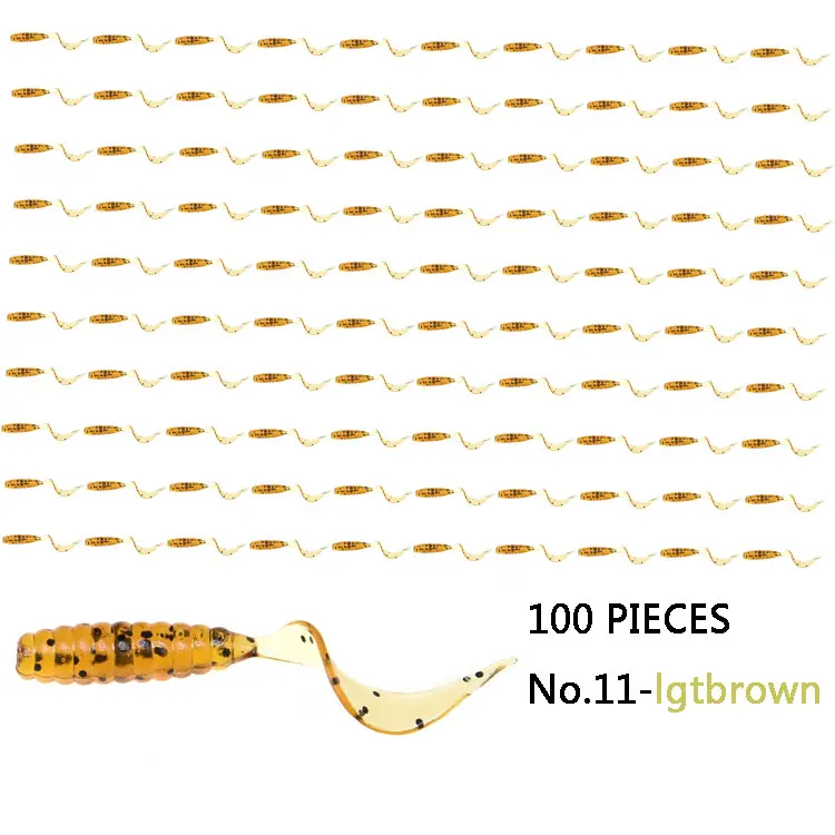 lightbrown 100 шт. мягкий пластик искусственный isca pesca круглый хвост Белковая приманка личинка рыболовный червь moggot приманка личинка приманки 4 см - Цвет: lightbrown