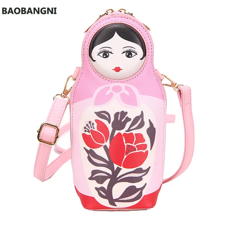 

Creative Matryoshka Print Bag Women Crossbody Bags Women New Fashion PU Leather Bag Phone&Purses Bag Shoulder Bag Bolsas