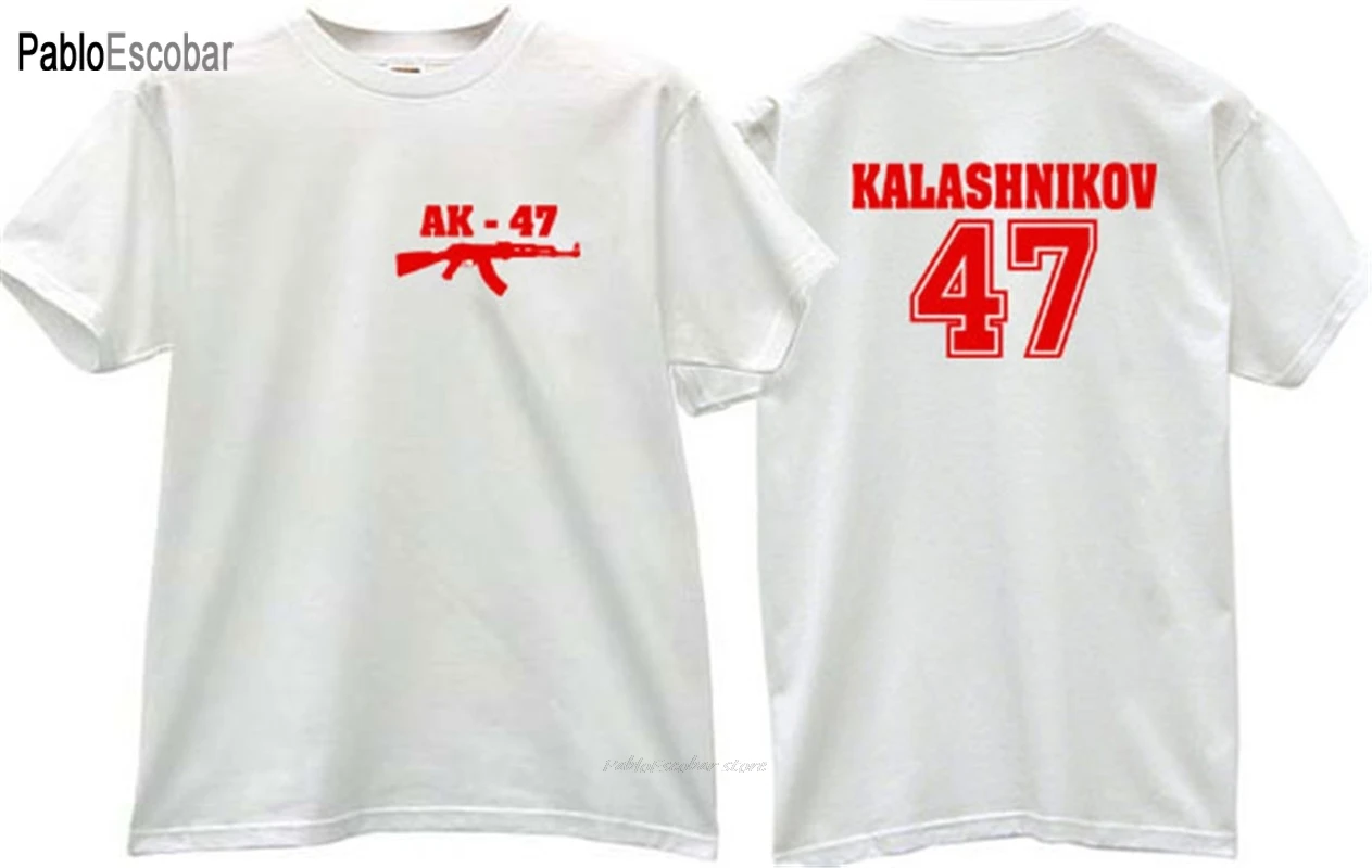 Футболка мужская хлопковая брендовые топы AK-47 KALASH-Kalashnikov классное оружие черная