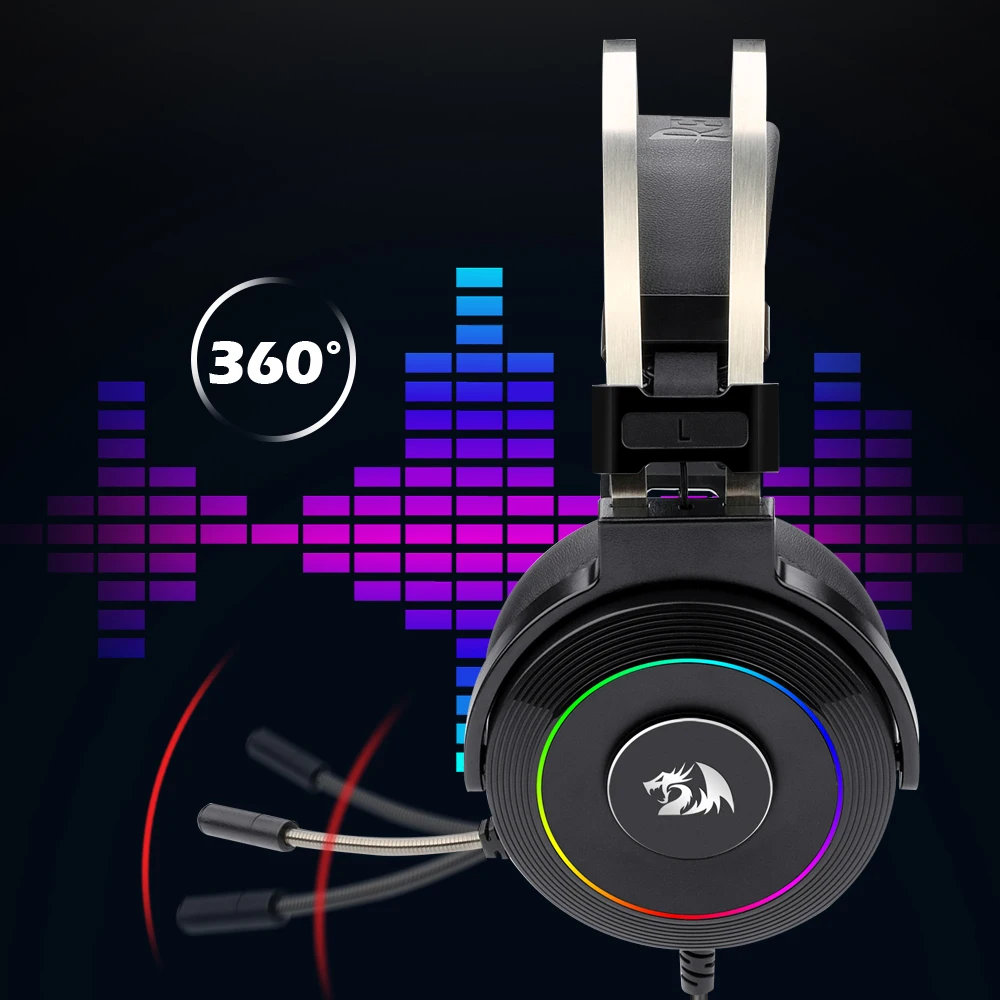 Игровые наушники Redragon Lamia H320 RGB с подсветкой компьютерная гарнитура объемным