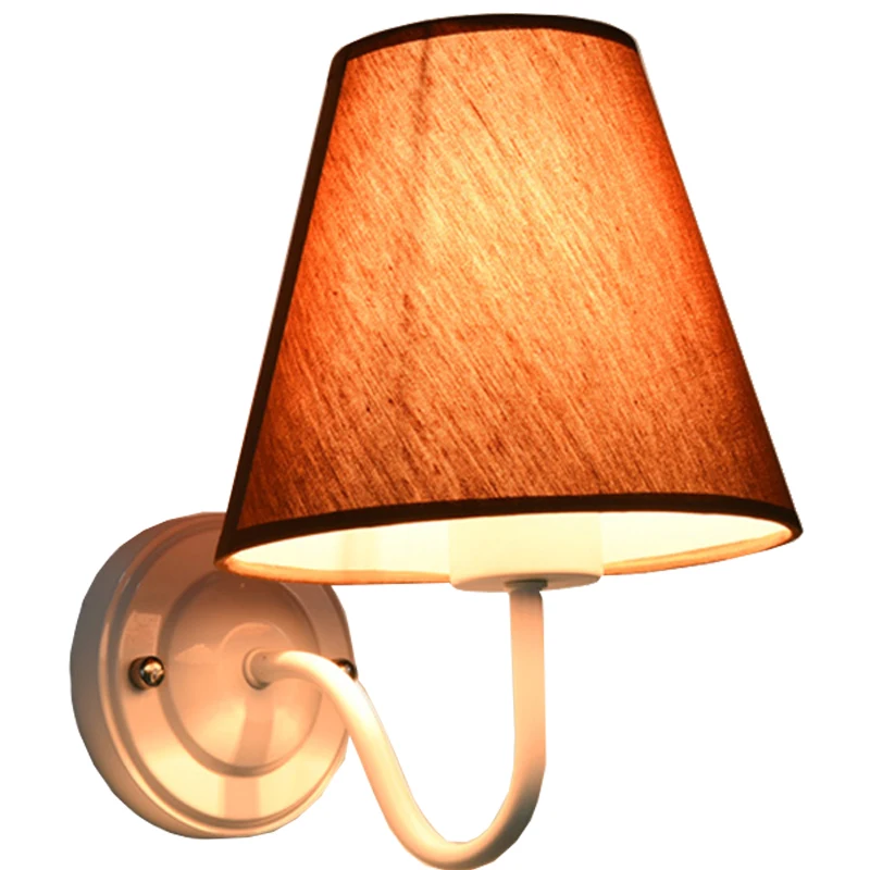 

American country wall lamp LED bedroom bedside lamp simple modern living room aisle creative Nordic fabric wall lamp