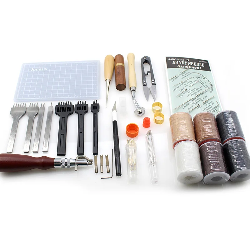 Набор инструментов для шитья и перфорации с кожаным ремеслом/коврик резки Awl игла