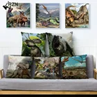 Льняная наволочка с рисунком динозавра, 45*45 см