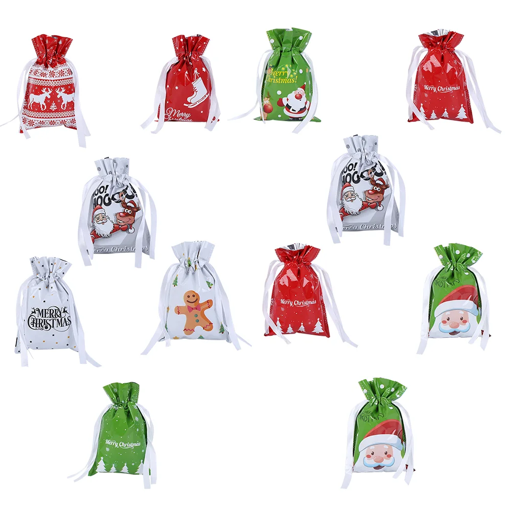 

12Pcs Christmas Lovely Gift Bags Candy Wrapping Storage Drawstring Bags