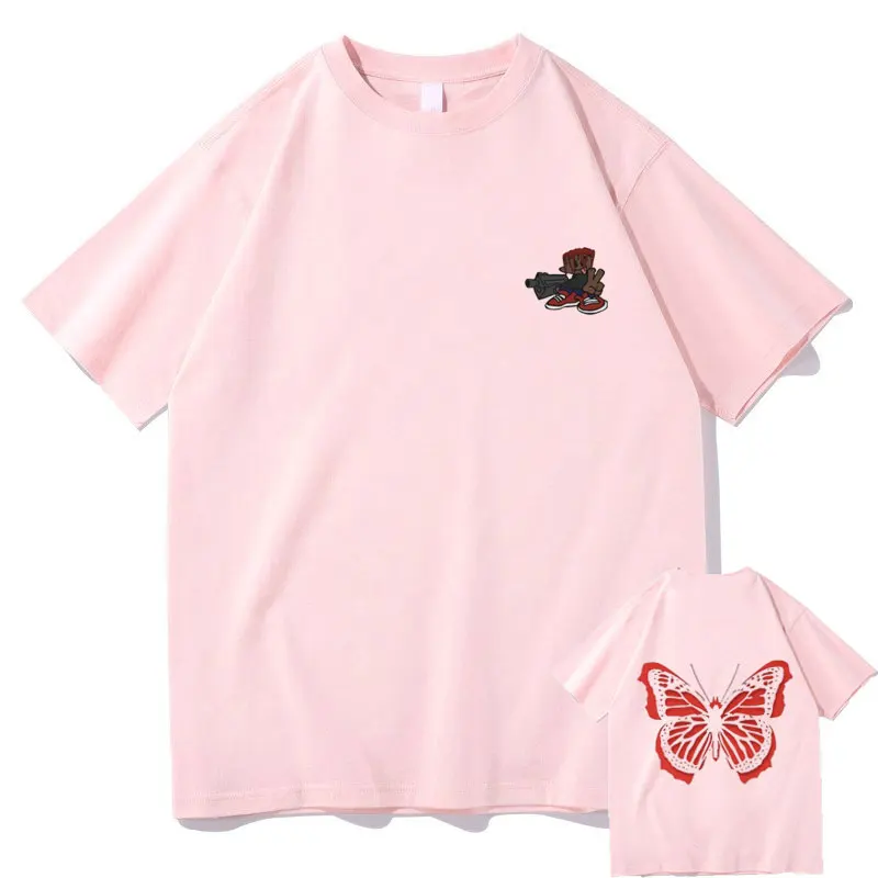 Awesome Playboi Carti Hip Hop Oversized Tee Short Sleeve 2pac Rap T-shirt Harajuku Red Butterfly Print Tshirt Men Women T Shirts