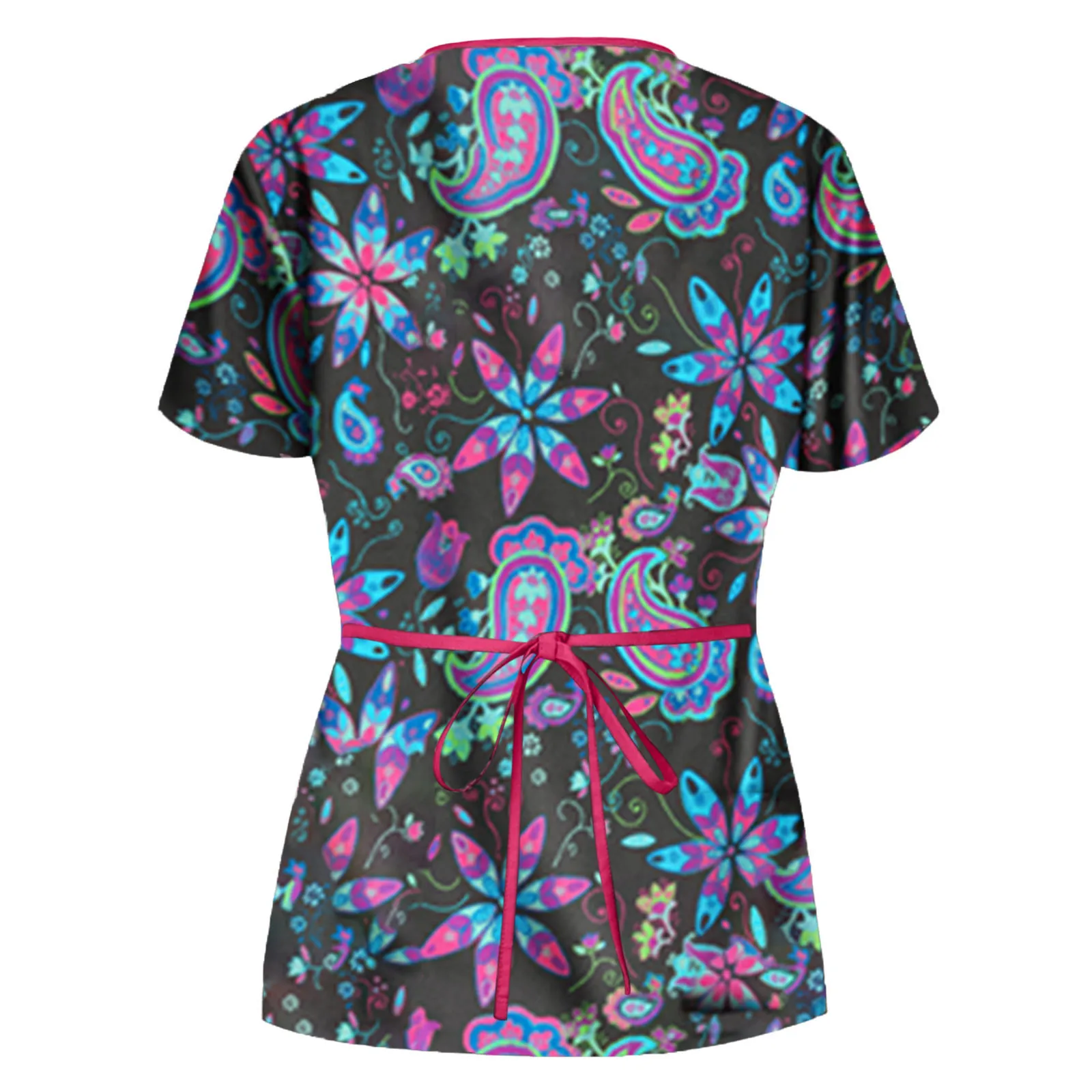 Больничные рабочие медсестры униформа галстук обратно женщин короткий рукав