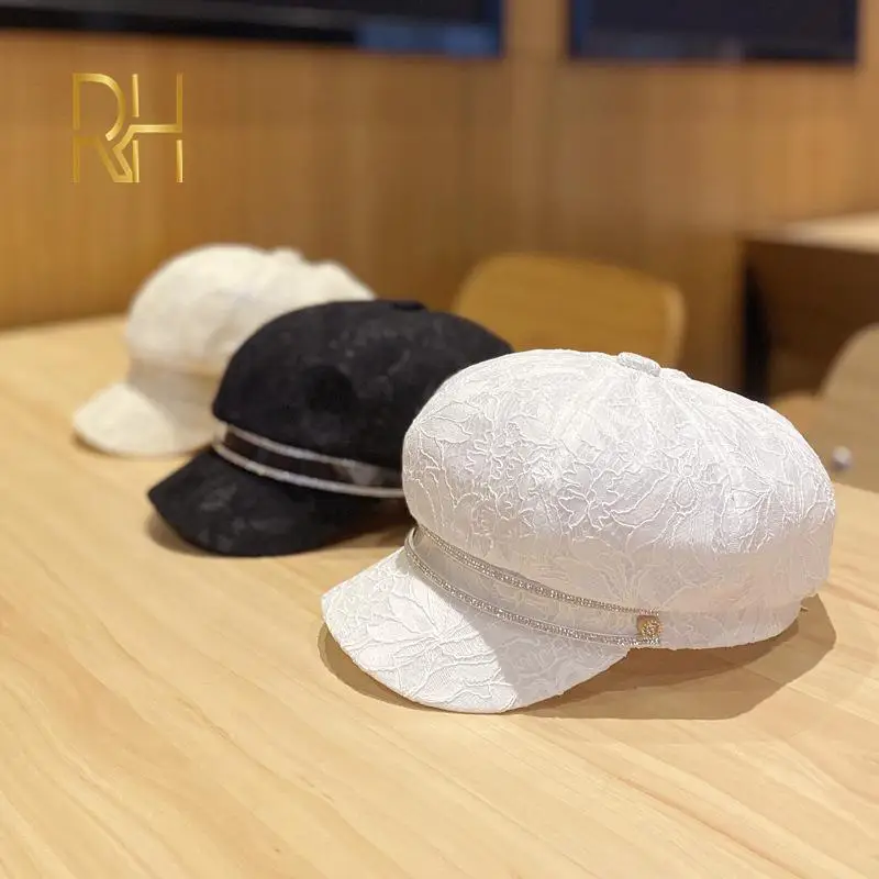 Новинка 2020 тонкая восьмиугольная кепка с вышивкой Женская мода весна лето