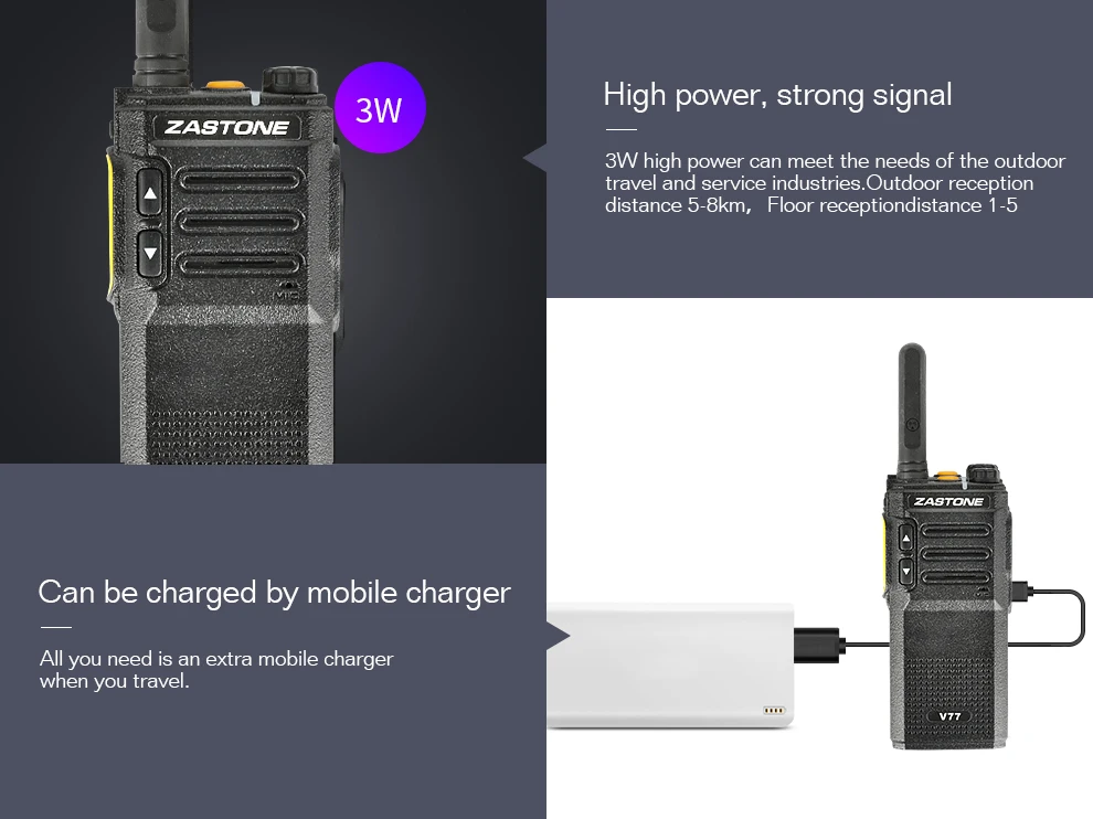 Zastone V77 Мини Портативная рация UHF 400-470MHz 1500mAh батарея HF трансивер коммуникатор портативный двухсторонний радиоприемник
