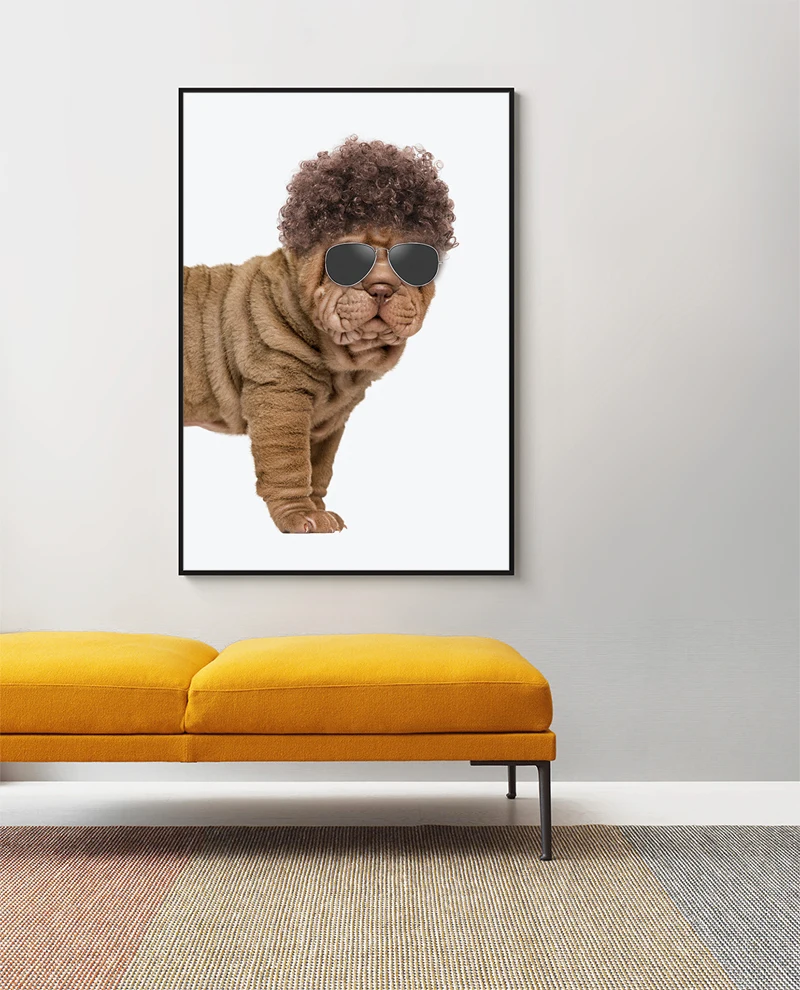 Модные плакаты с очками и принтами в виде собаки шар Пей Картина на холсте