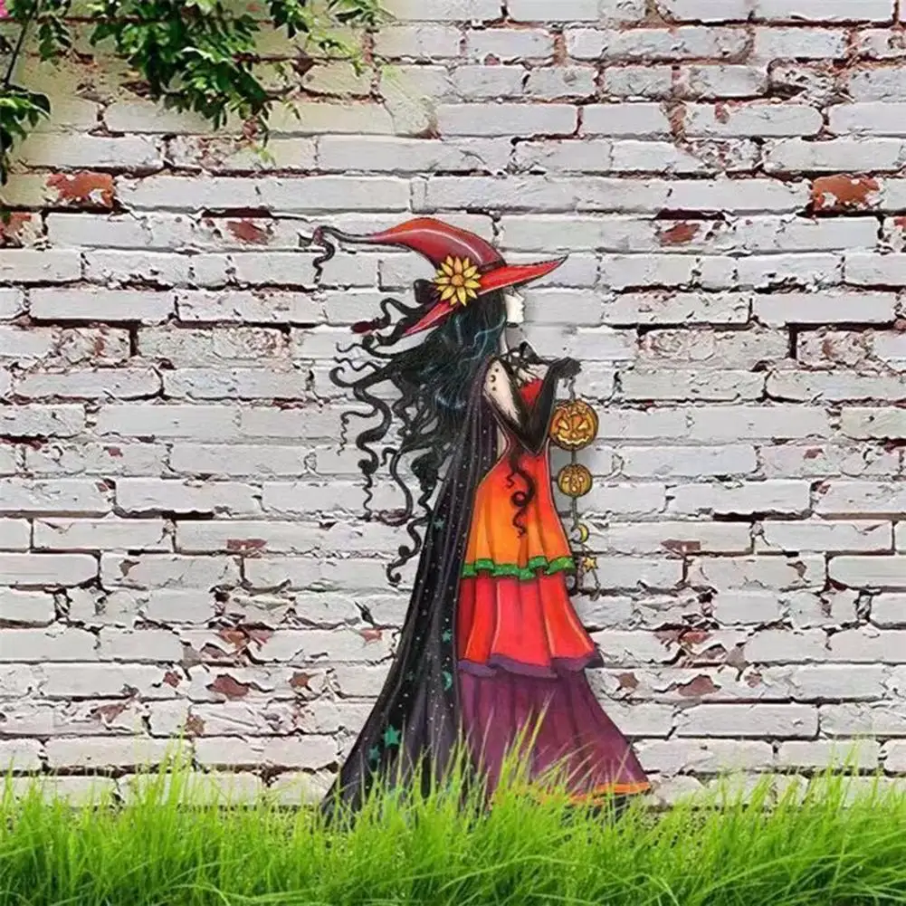 

1PCS Halloween Garden Decor Metal Witch Halloween Haunted House Party Props Outdoor Garden Decor Halloween Decoration For Home