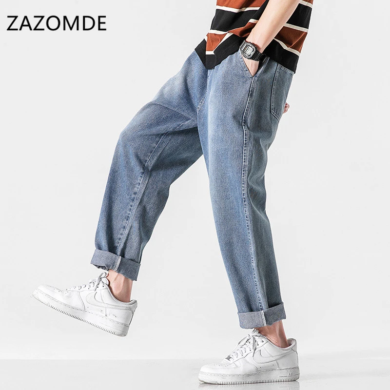 Новинка Молодежные популярные джинсовые брюки ZAZOMDE мужские японские Свободные