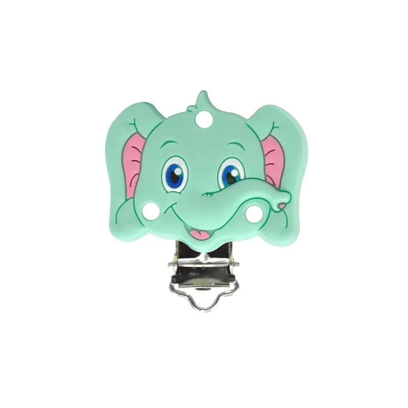 Kovict-Pinza de silicona de elefante de dibujos animados, abrazadera de acero inoxidable para chupete, cadena de chupete, collar, pulsera, accesorios, 3 uds.-4