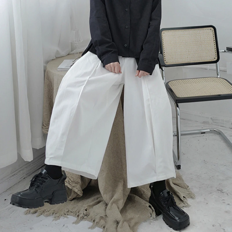 

[EAM] High Elastic Waist Black Brief Pleated Wide Leg Trousers New Loose Fit Pants Women Fashion Tide Spring Autumn 2021 1DA996