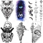 Временная тату-наклейка с изображением Галактики, планеты, астронавта, крутого солдата, пистолета, воина, тату-наклейка для мужчин, женщин, взрослые, боди-арт, искусственные татуировки, наклейки