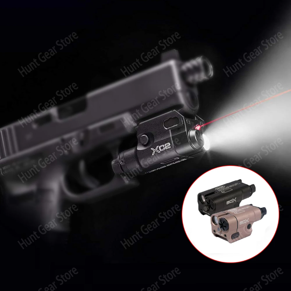 XC2 Laser Light Compact Pistol Flashlight With Red Dot Laser Tactical LED MINI White Light 200 Lumens Airsoft Flashlight