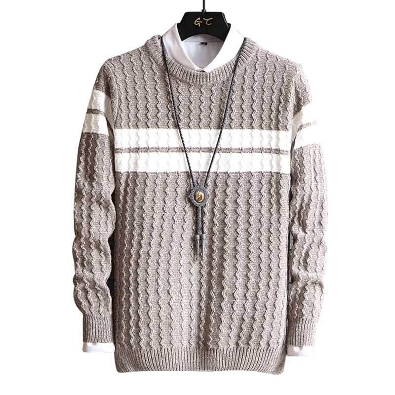 Свитер мужской зимний трикотажный с круглым вырезом | Мужская одежда